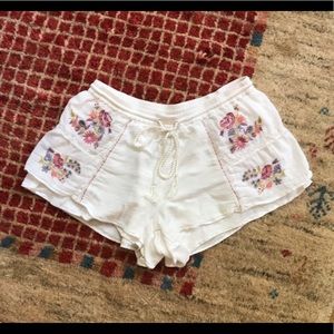 Anthropologie Sleep Shorts with Embroidery
